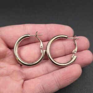 Sterling Silver Rustic Medium Size Hoop Earrings A7017